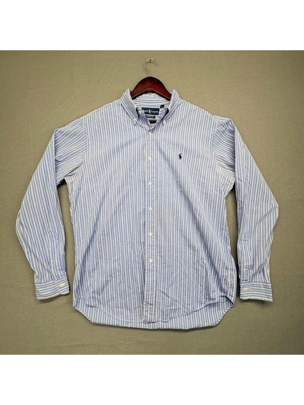 Ralph Lauren Classic Fit Blue and White Striped Button-Up Shirt Large